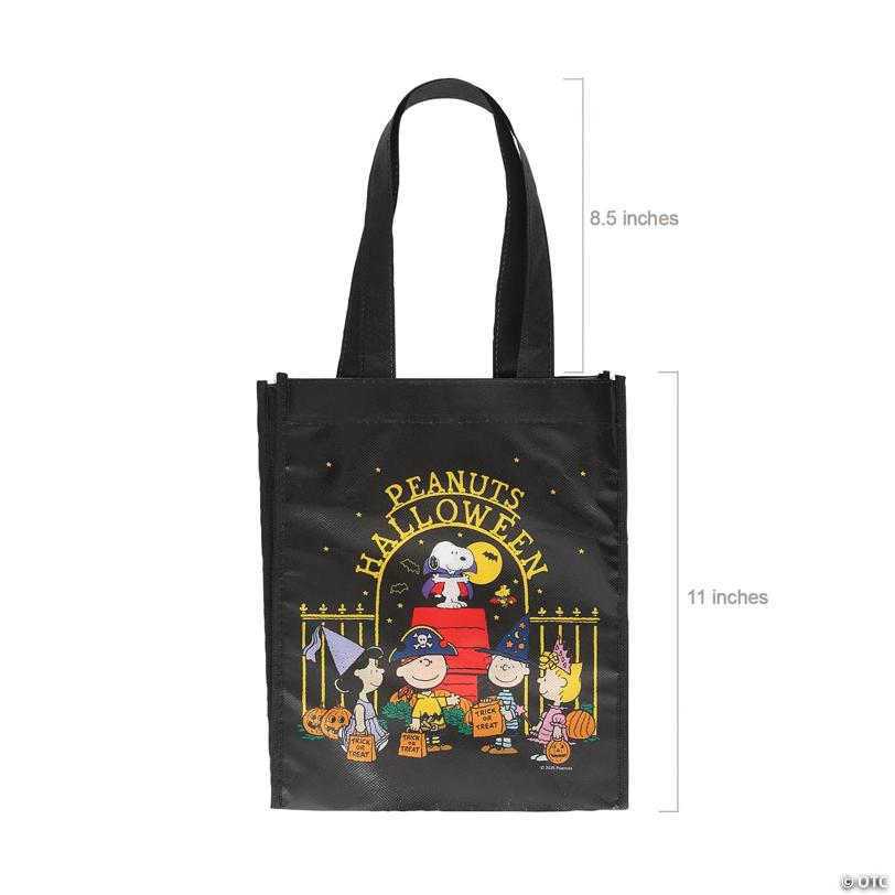 9" x 11" Medium Peanuts Snoopy Halloween Laminated Trick or Treat Shopper Tote Bags - 12 Pc.