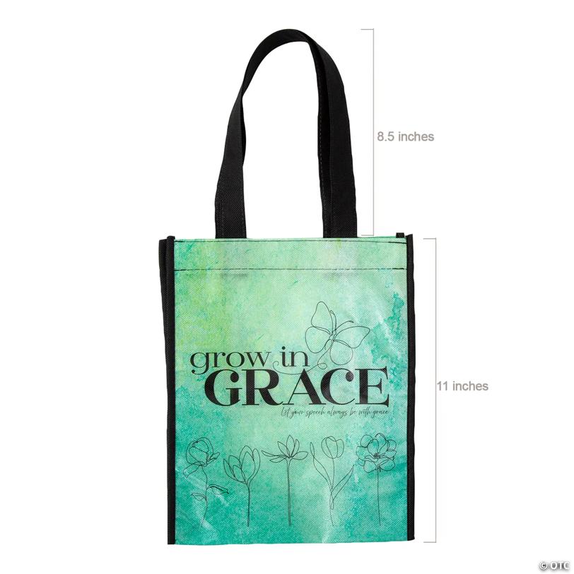 9" x 11" Medium Religious Grace Laminated Shopper Tote Bags - 12 Pc.