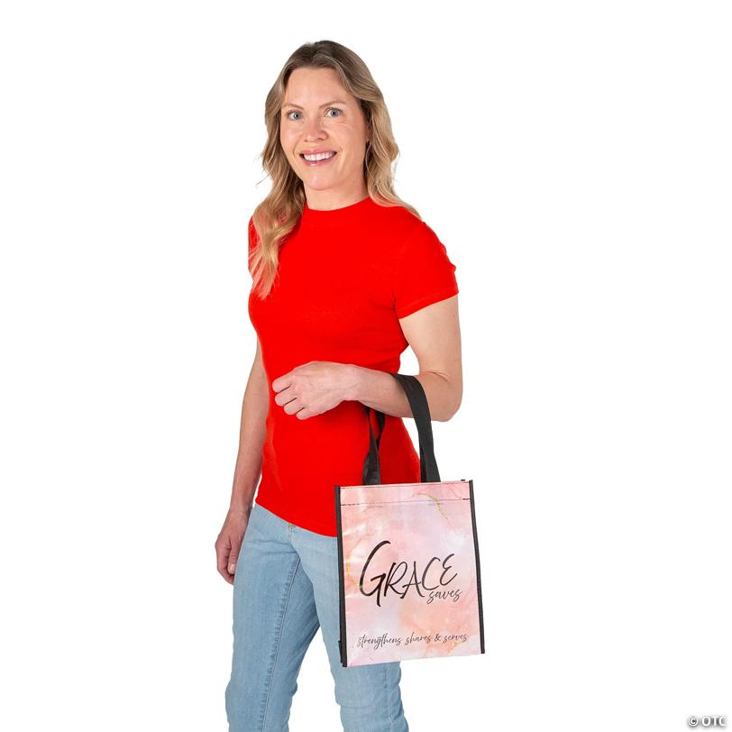 9" x 11" Medium Religious Grace Laminated Shopper Tote Bags - 12 Pc.