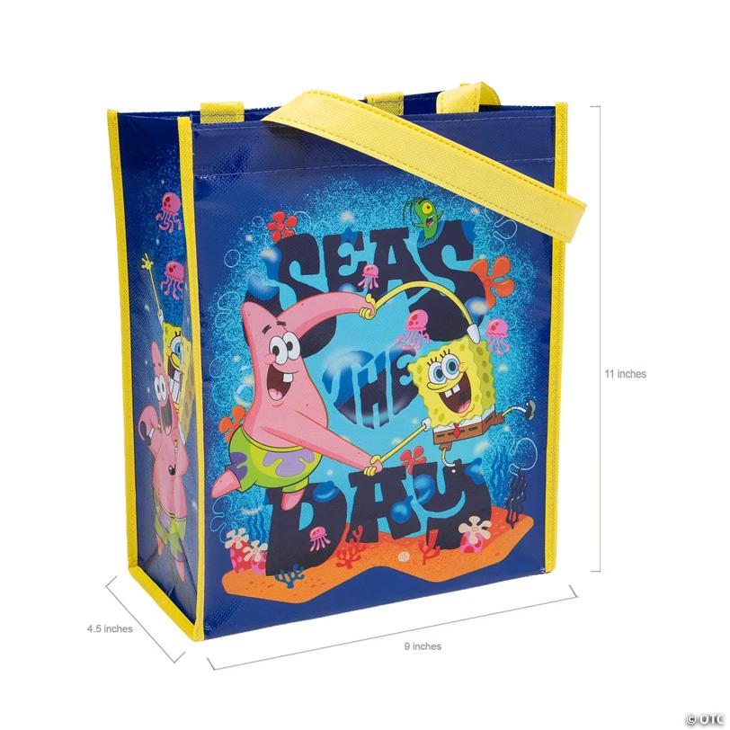 9" x 11" Medium SpongeBob SquarePants™ Laminated Nonwoven Shopper Tote Bags – 12 Pc.
