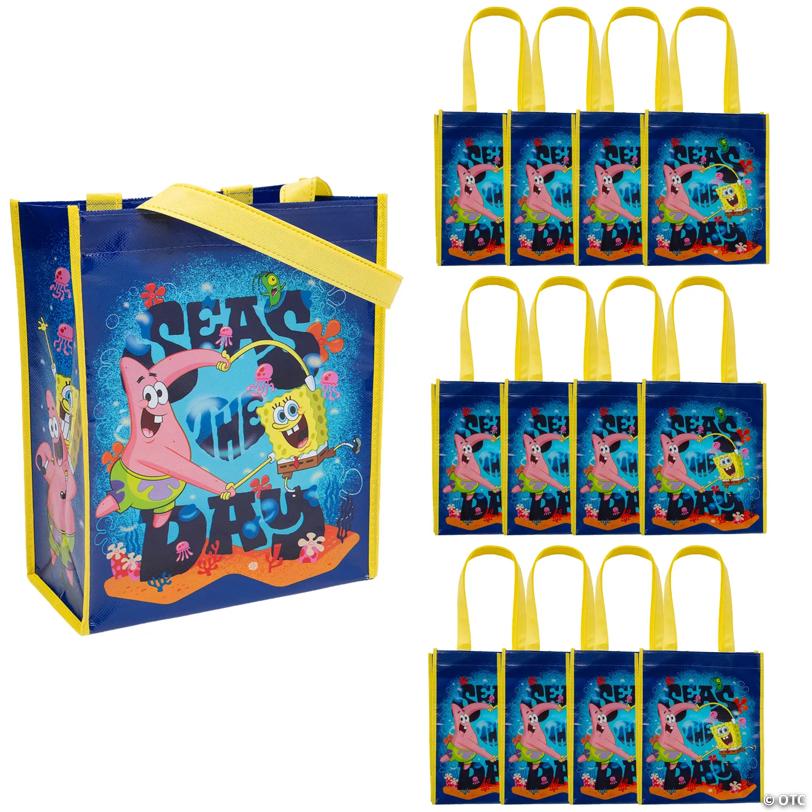 9" x 11" Medium SpongeBob SquarePants™ Laminated Nonwoven Shopper Tote Bags – 12 Pc.