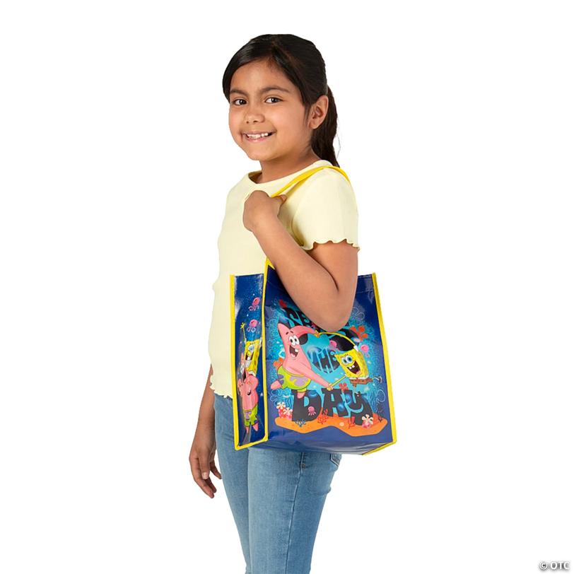 9" x 11" Medium SpongeBob SquarePants™ Laminated Nonwoven Shopper Tote Bags – 12 Pc.