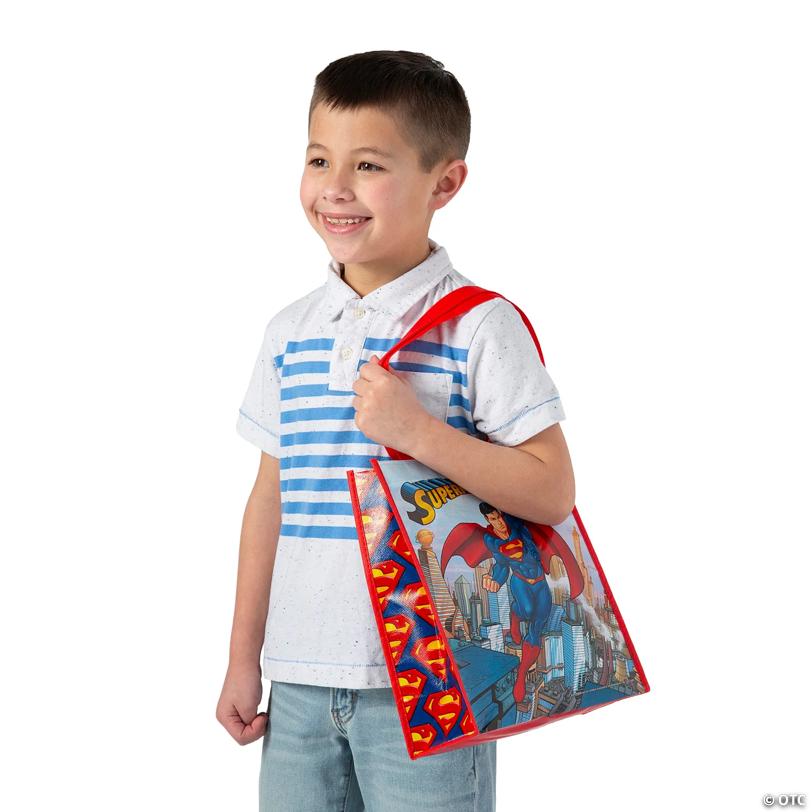 9" x 11" Medium Superman™ Laminated Nonwoven Shopper Tote Bags - 12 Pc.