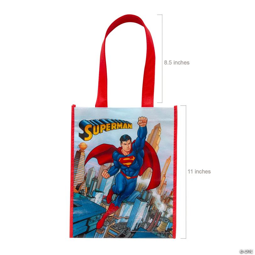 9" x 11" Medium Superman™ Laminated Nonwoven Shopper Tote Bags - 12 Pc.