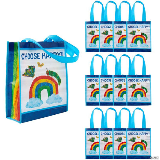 9" x 11" Medium World of Eric Carle The Very Hungry Caterpillar™ Laminated Nonwoven Shopper Tote Bags - 12 Pc.