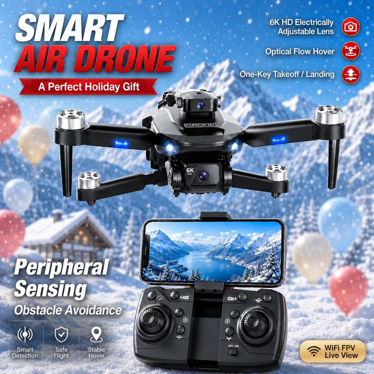 RC Drone ZNLYRION Brushless Drone F196 4K Dual Camera 360Â° Obstacle Avoidance Optical Flow Positioning 20Mins Flight Time WIFI FPV RC Quadcopter