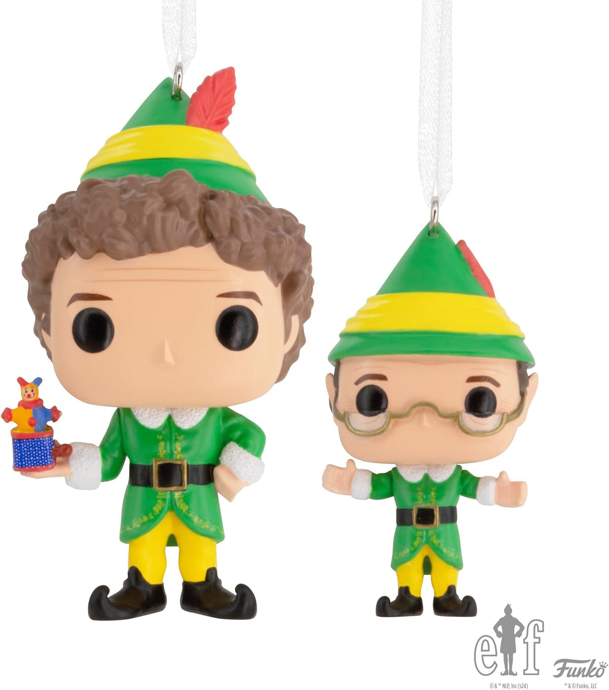 Hallmark Elf Buddy The Elf and Papa Elf Funko POP! Christmas Ornaments, Set of 2, Pop Culture Gifts