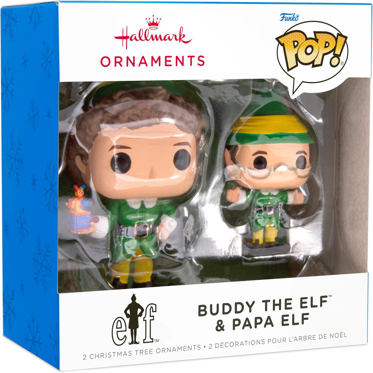 Hallmark Elf Buddy The Elf and Papa Elf Funko POP! Christmas Ornaments, Set of 2, Pop Culture Gifts