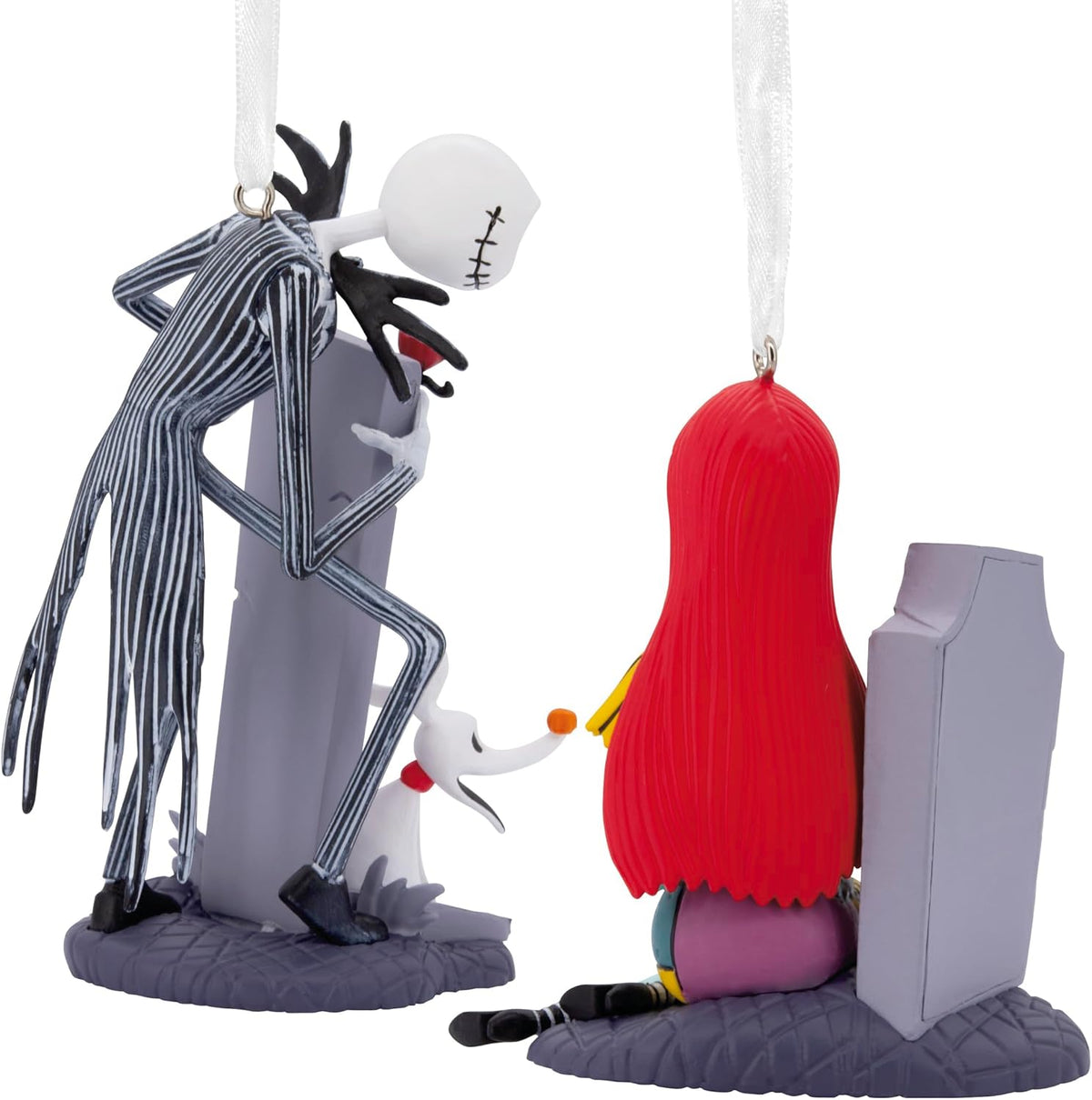 Hallmark Christmas Ornaments, Disney Tim Burton's The Nightmare Before Christmas Jack and Sally with Tombstones Ornaments, Set of 2, Gifts for Disney Fans