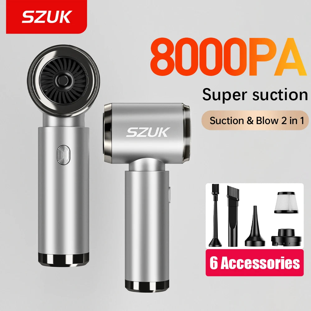SZUK Portable Car Vacuum Cleaner 8000Pa Powerful Wireless Vacuum Cleaner Strong Suction Handheld Mini Vacuum Cleaner for Car