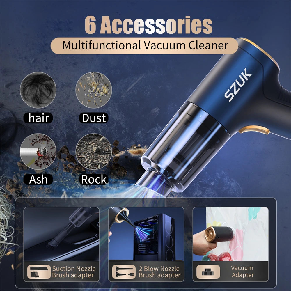 SZUK Powerful Car Vacuum Cleaner Handheld Blower Portable Cleaning Machine Strong Suction Mini Wireless Vacuum Cleaner