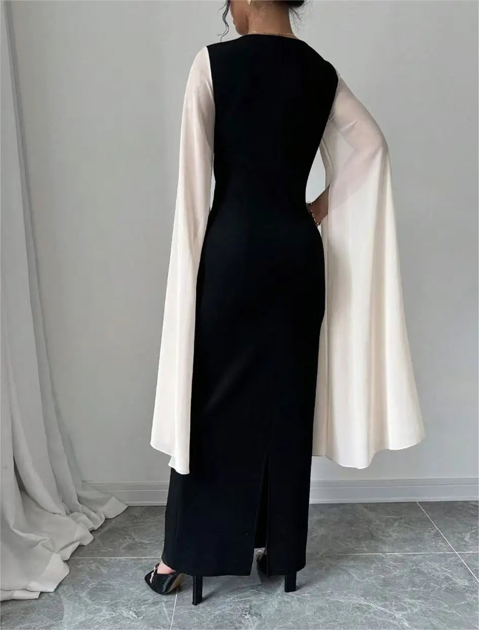 Women's Slim Fit Dress round Neck Long Sleeve Romantic Elegant Split Color Casual Daily Wear Holiday