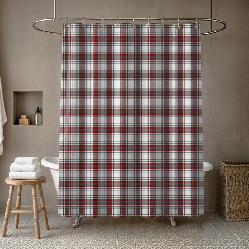 Aagna Plaid Shower Curtain with Hooks Included