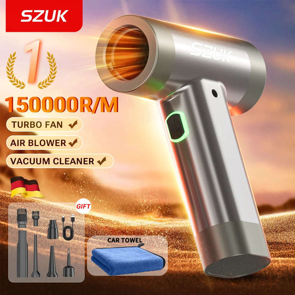 SZUK Mini Turbofan Handheld Air Blower Brushless Motor Dust Fan Handheld Turbo Fan Powerful Portable Wireless Car Vacuum Cleaner