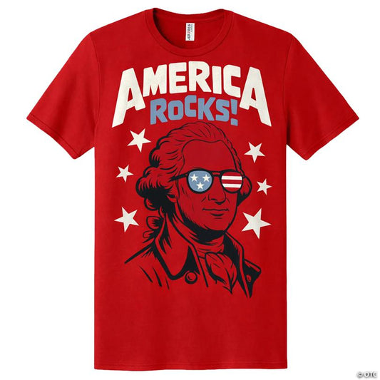 Adults America Rocks Red T-Shirt