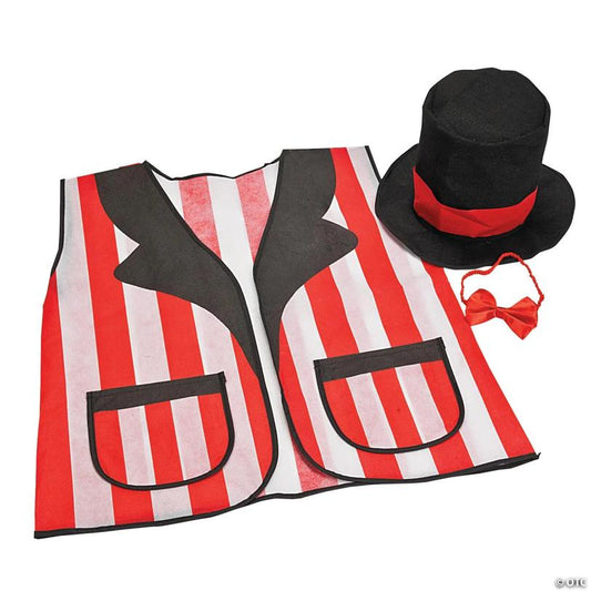 Adults Carnival Game Master Hat & Vest Polyester Costume Set - 3 Pc.