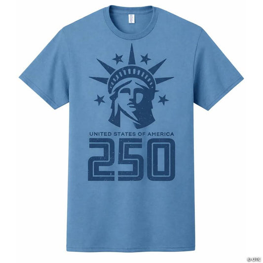 Adults Lady Liberty 250 Blue T-Shirt