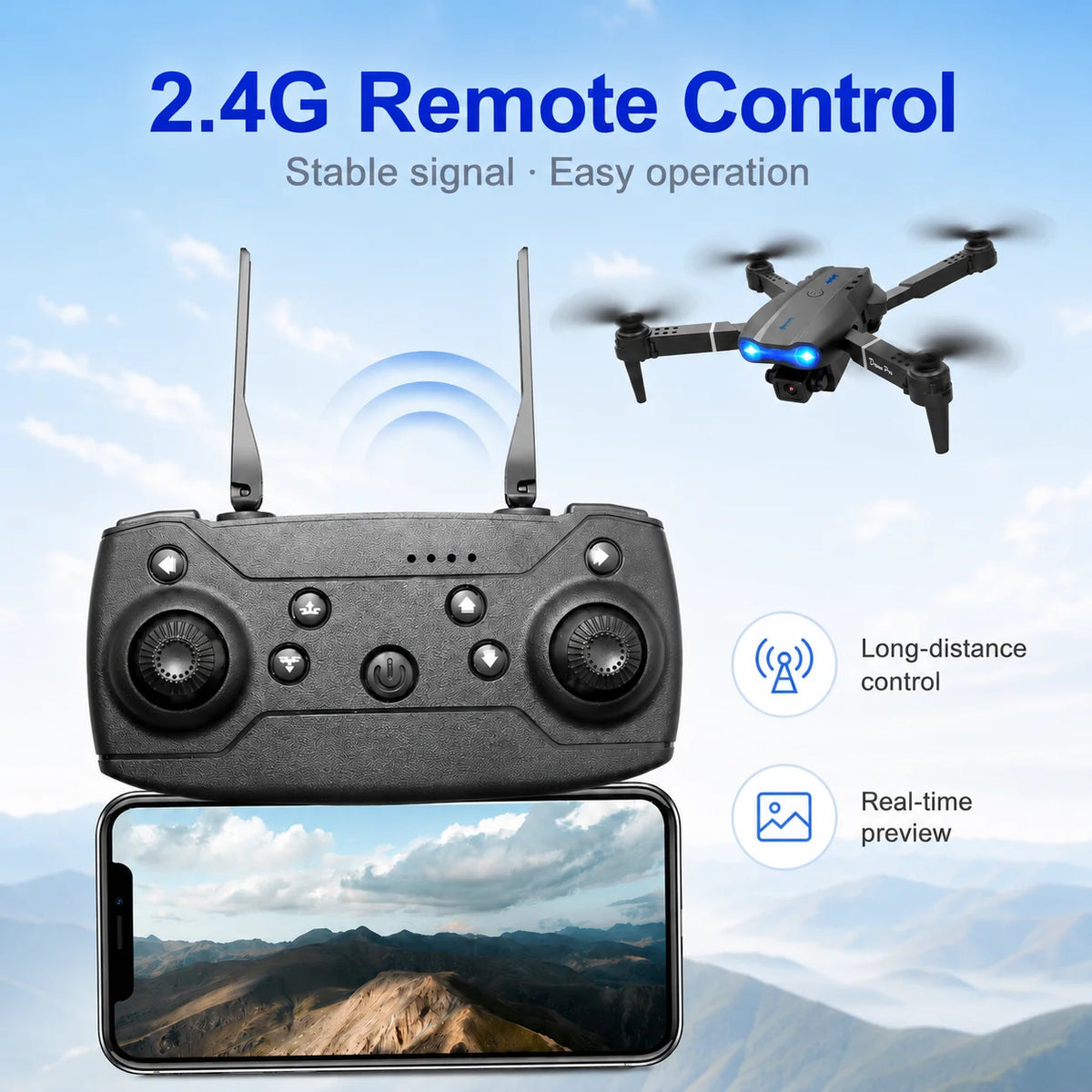 RC Drone ZNLYRION FPV Drone Dual Camera Optical Flow Hover Foldable RC Quadcopter APP Path Flight Beginner Drone Toy