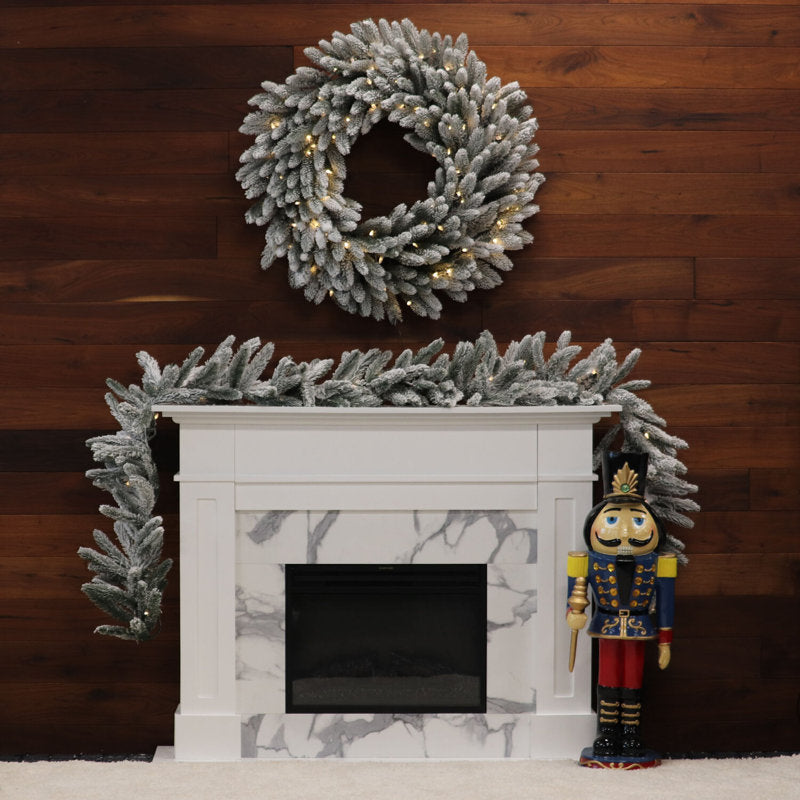 20" Pre-Lit Artificial Christmas Wreath displayed on a front door