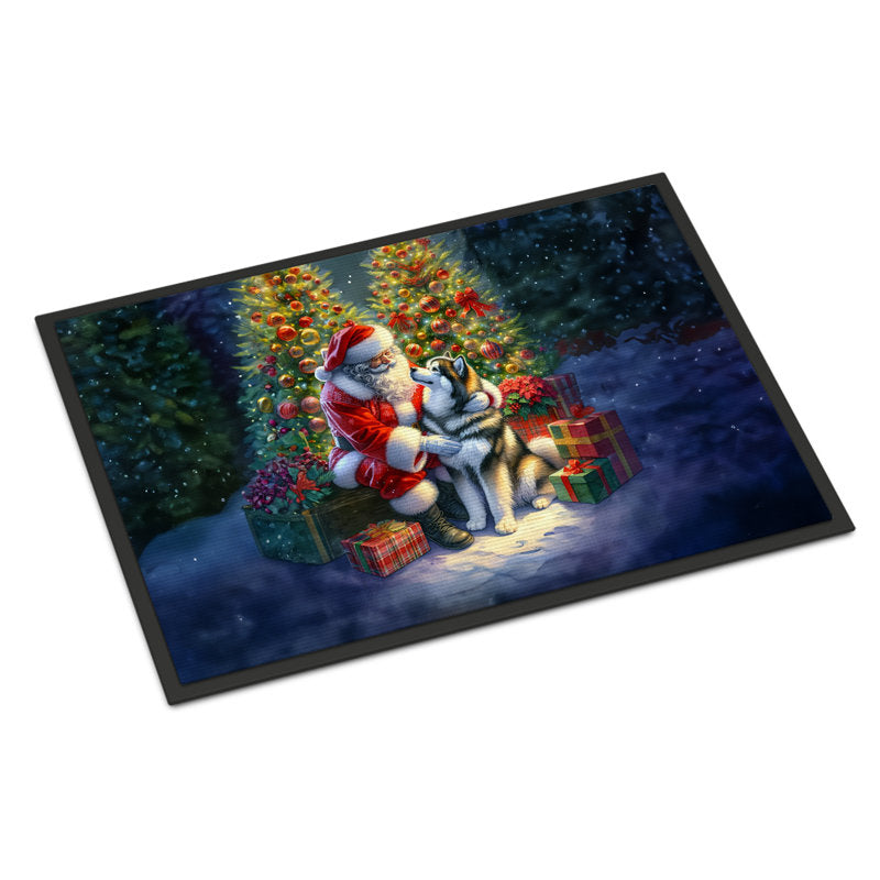 Alaskan Malamute and Santa Claus Doormat