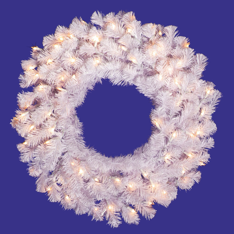 24" Farmhouse Artificial Eucalyptus Christmas Wreath hung on a wooden door