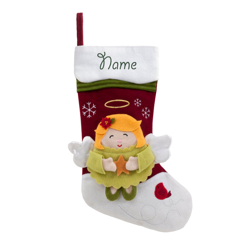 Angel Snowcap with Custom Name Stocking