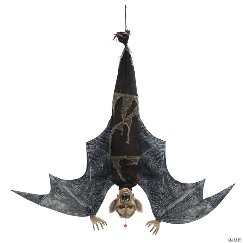 Animated Light-Up Hanging Menacing Bat with Sound Halloween Decoration