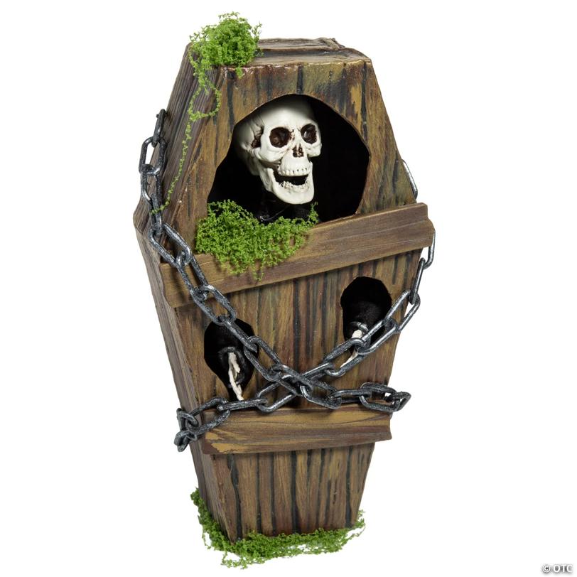 Animated Light-Up Tabletop Skeleton in Coffin Halloween Decoration
