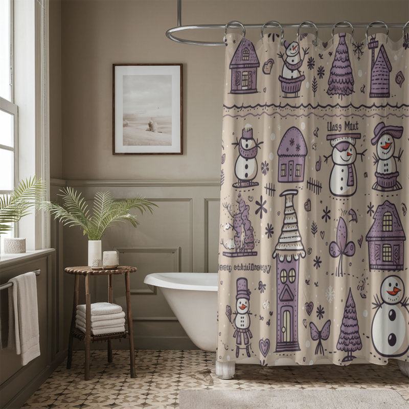 Arctic Snow Pattern - Premium Shower Curtain