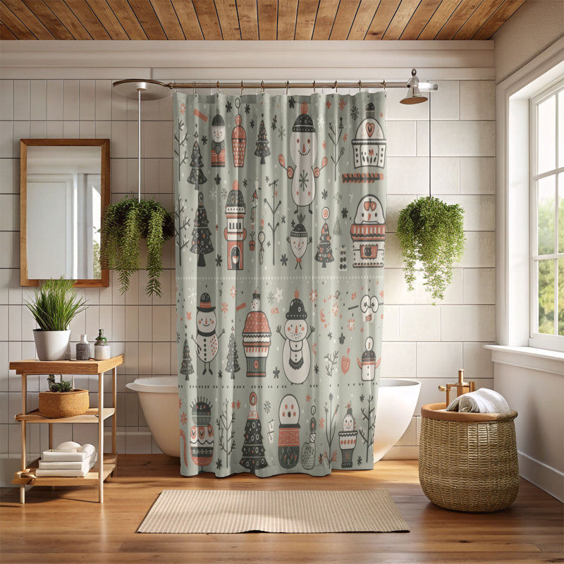 Arctic Snowman Design - Premium Shower Curtain