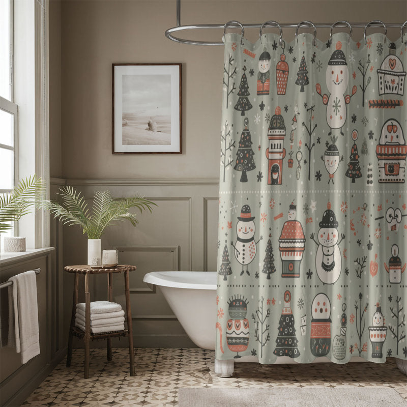 Arctic Snowman Design - Premium Shower Curtain