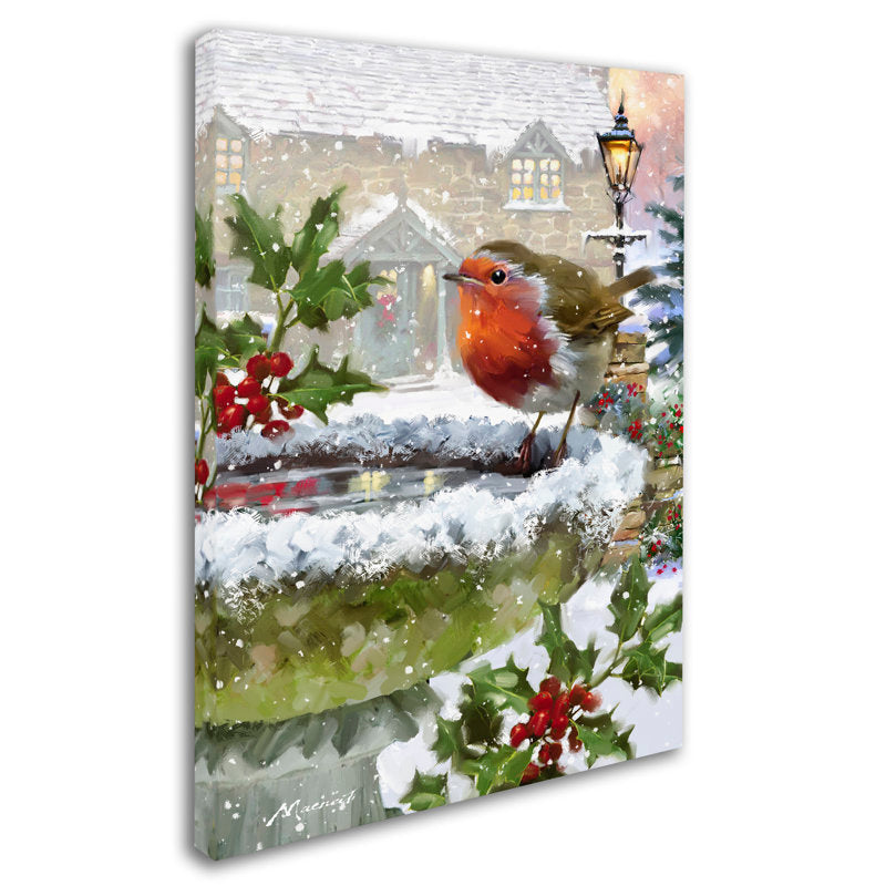 Armand 'Robin on Birdbath' Print on Canvas