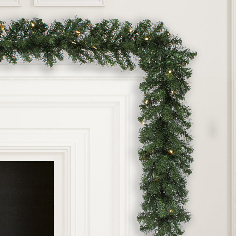 6 ft Christmas Garland wrapped around a staircase banister