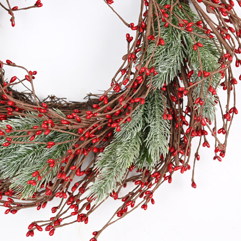 24" Pre-Lit Christmas Wreath on an outdoor entryway