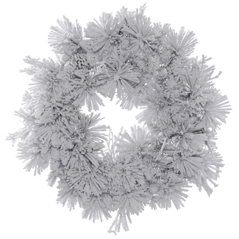 Flocked Artificial Christmas Wreath displayed on a front door