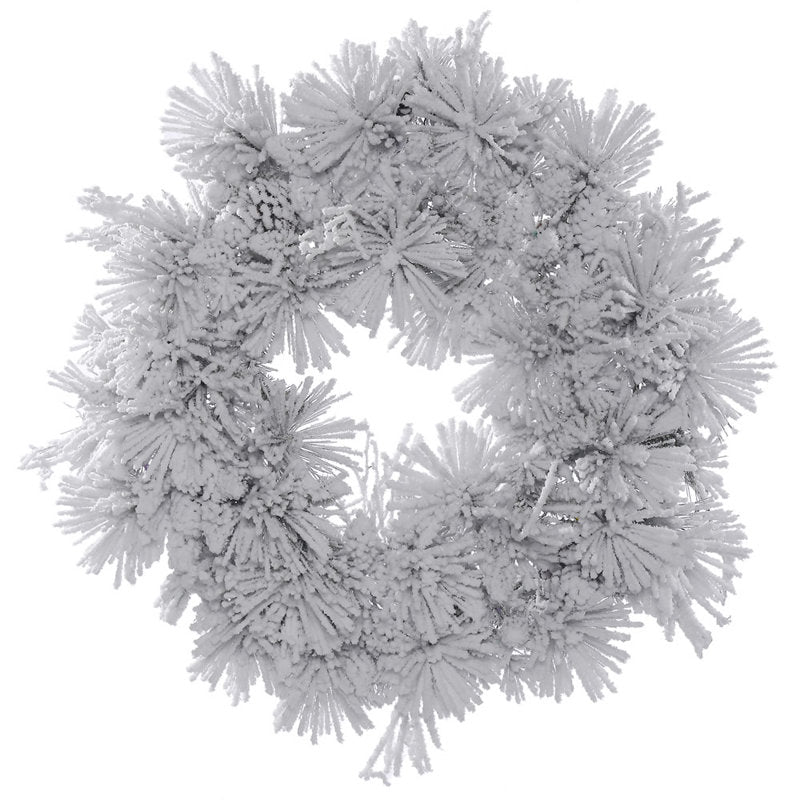 30" Pre-Lit Artificial Christmas Wreath hung on a wooden door