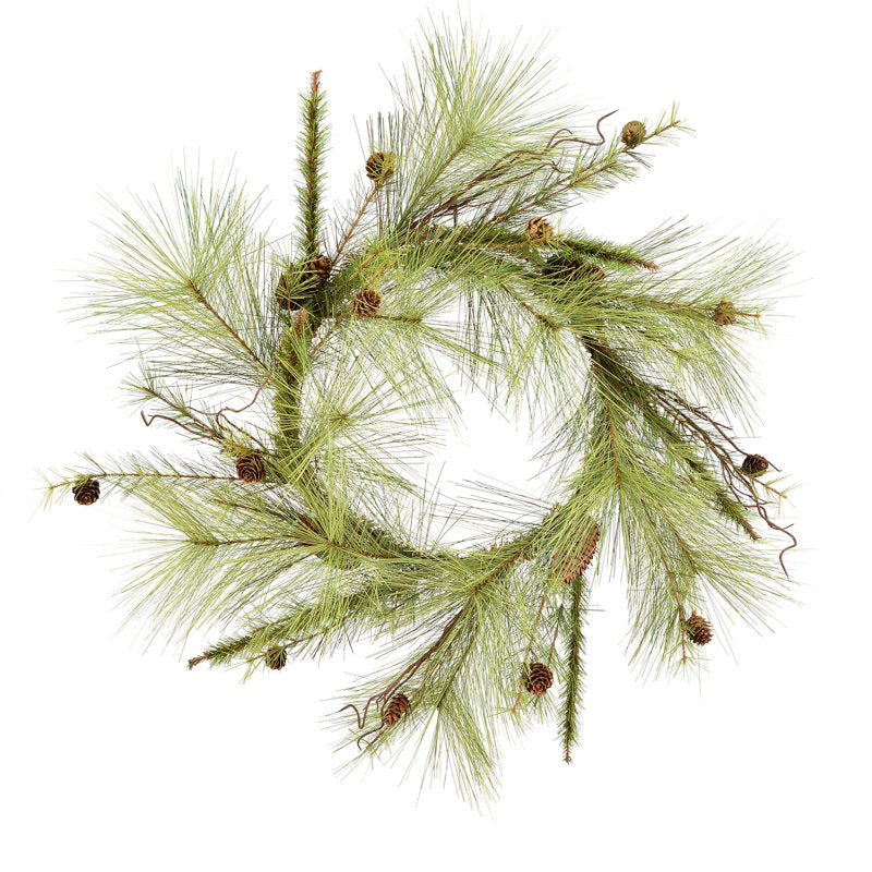 Artificial Pine Christmas Wreath hanging on a front door