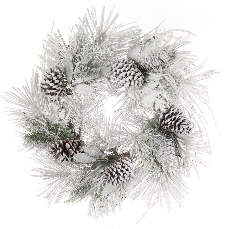 Artificial Pine Christmas Wreath displayed on a front door