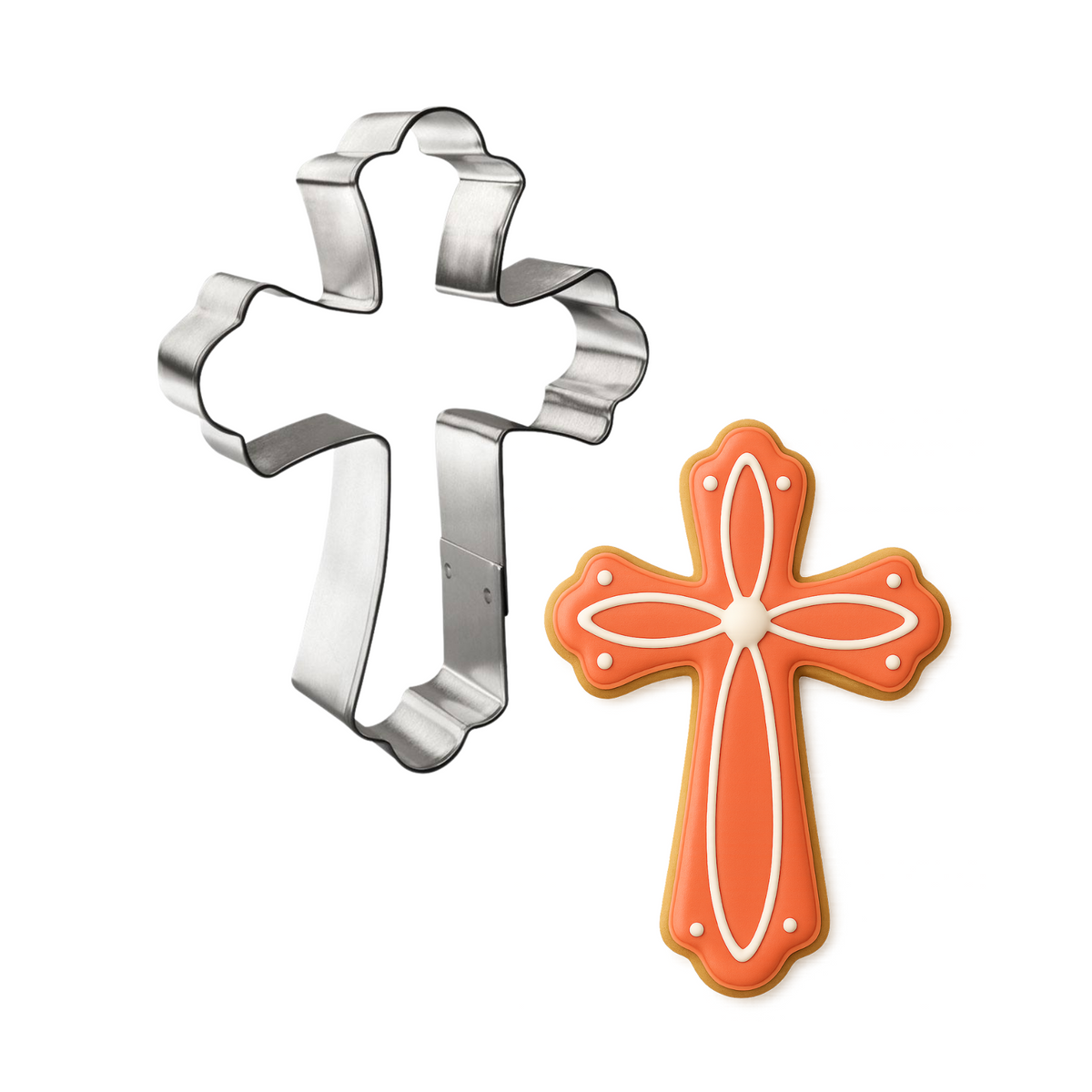 Fancy Cross Cookie Cutter 5 in B1296