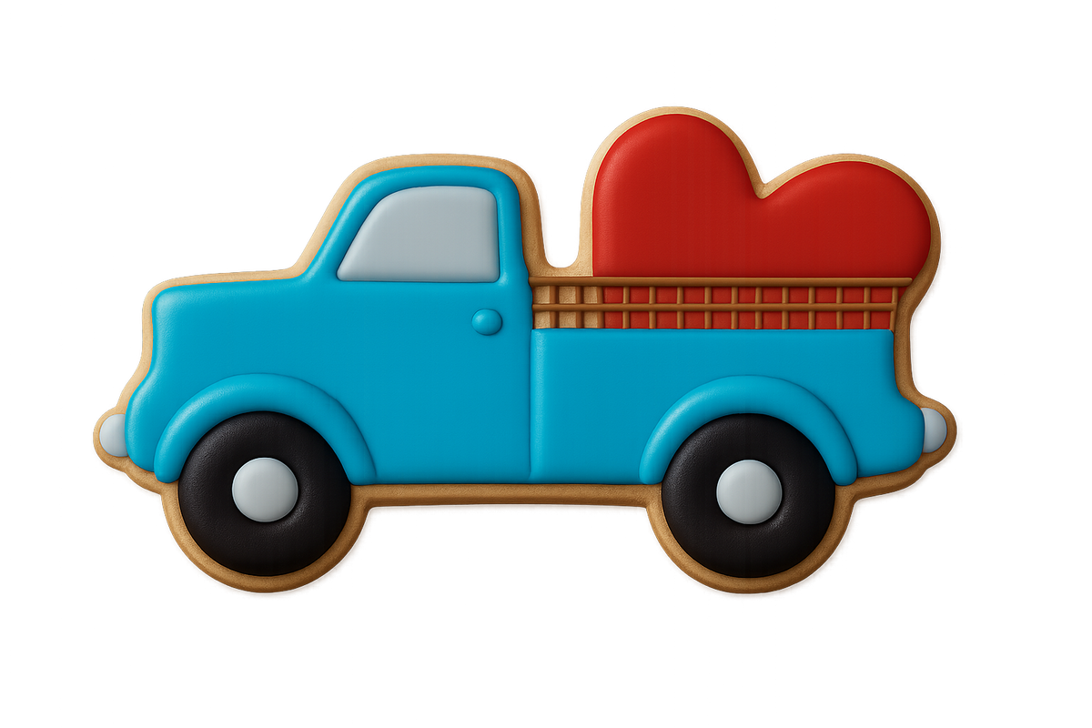 Truck with Heart Cookie Cutter 5 in B1559