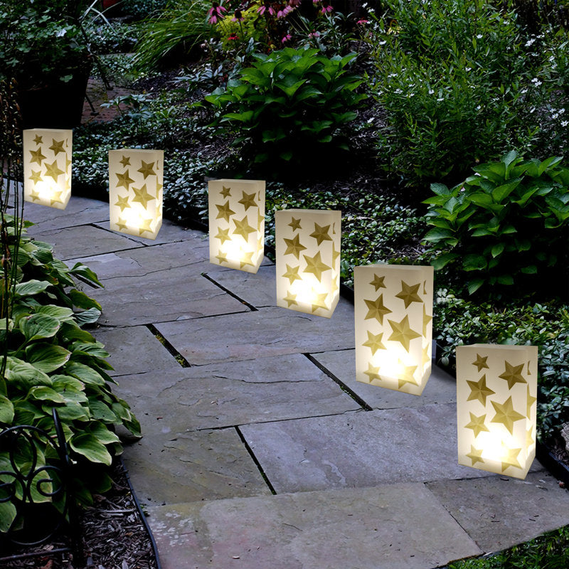 Battery-Operated Luminaria Kit, Gold Star - Set of 6