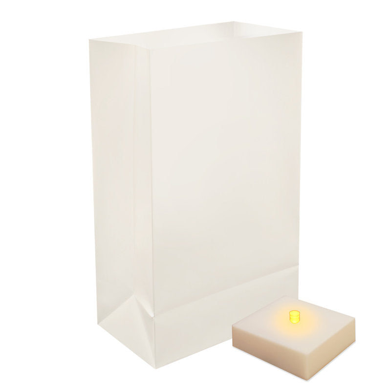Battery-Operated Luminaria Kit, White - Set of 6