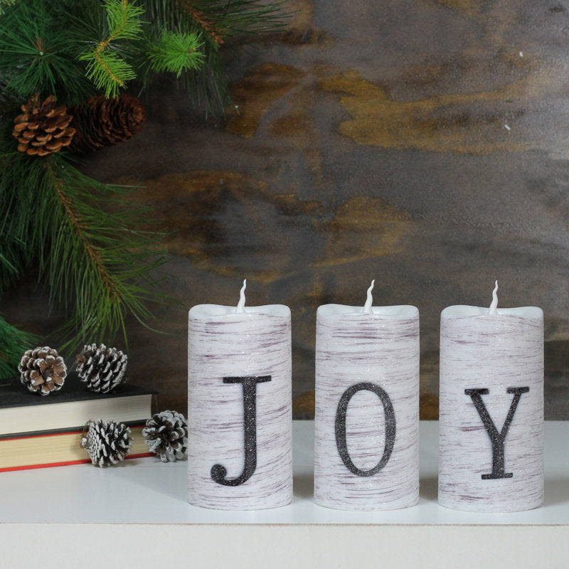 Battery Operated JOY Christmas LED Flame-Less Candles