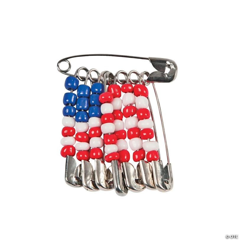 Beaded American Flag Pin Craft Kit - Makes 12