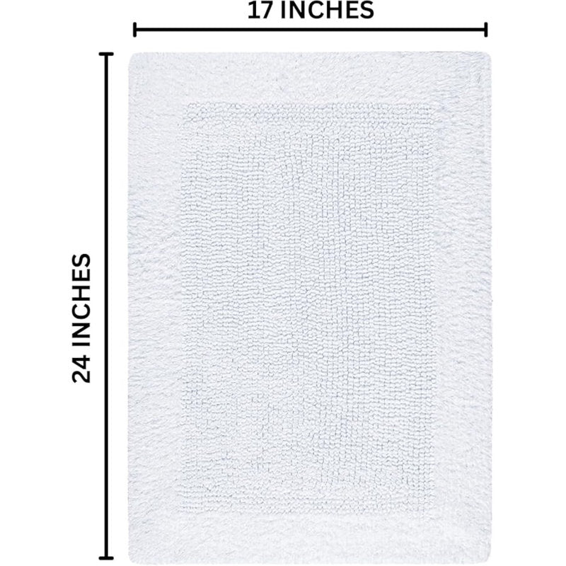 Bedding Craft White Cotton Reversible Bathmat, 17 x 24 in