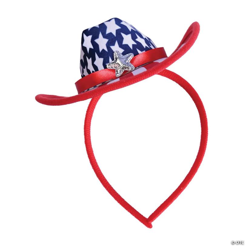Beistle - Multicolor - Patriotic Cowboy Hat Headband - 12 Pieces