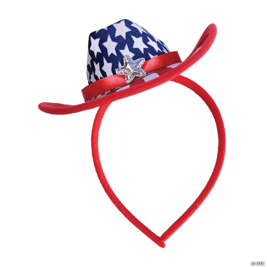 Beistle - Multicolor - Patriotic Cowboy Hat Headband - 12 Pieces