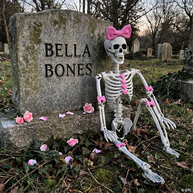 Bella Bones Pink Bows & Hearts Posable Skeleton Halloween Decoration