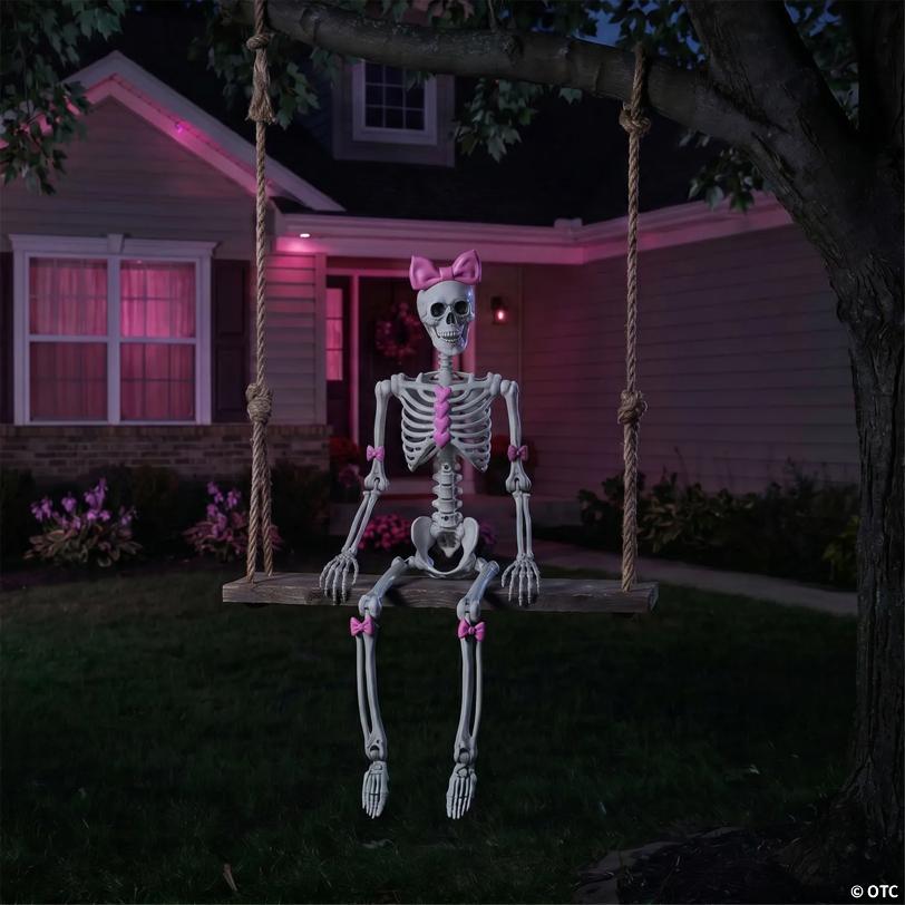 Bella Bones Pink Bows & Hearts Posable Skeleton Halloween Decoration
