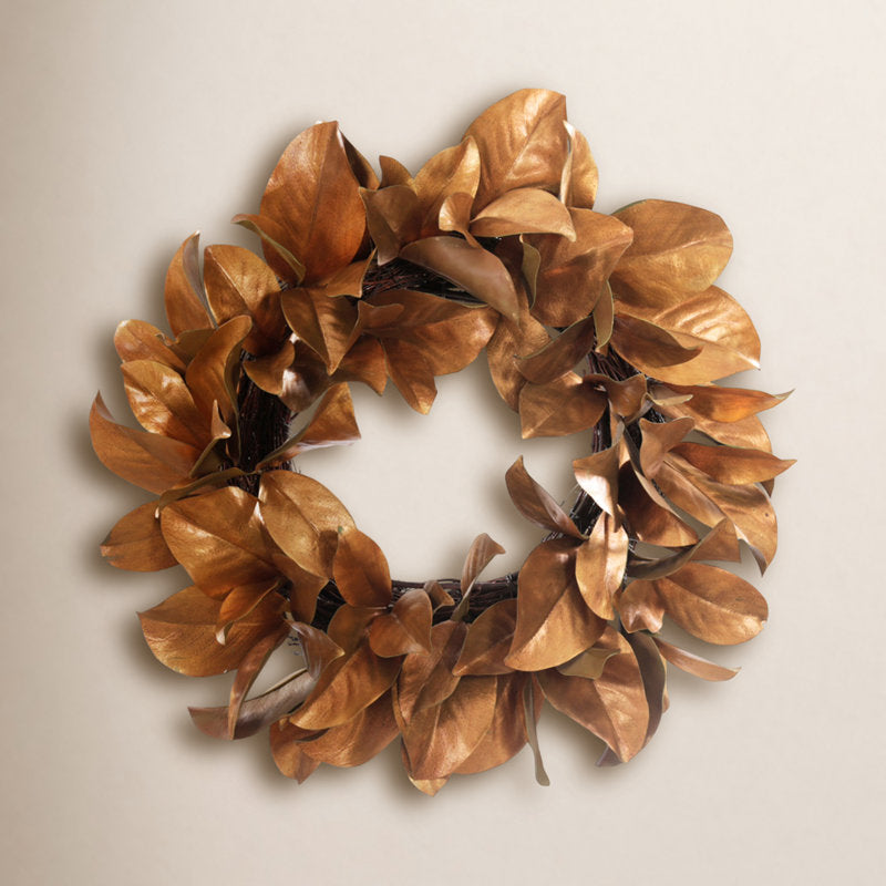 Artificial Pine Christmas Wreath hung on a wooden door